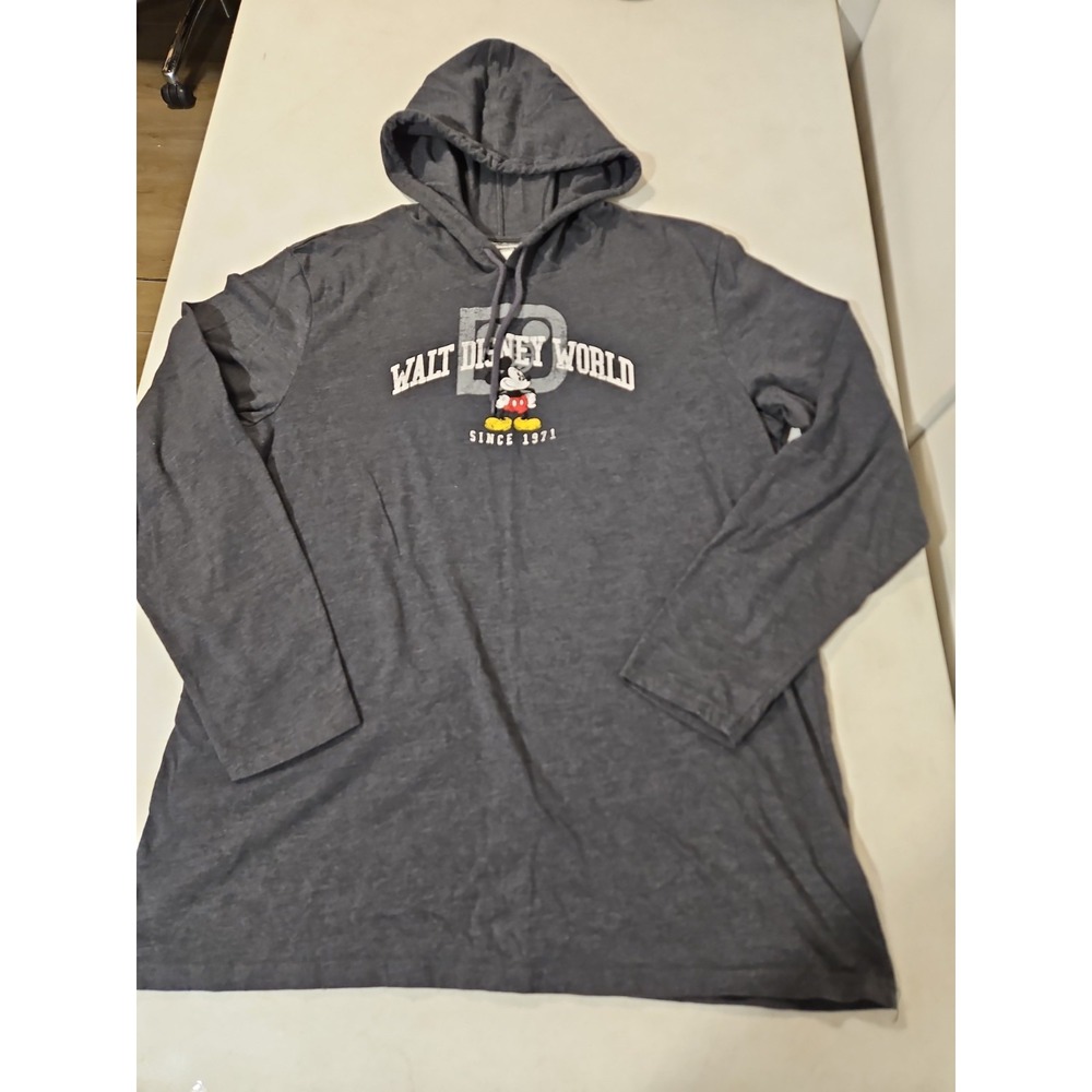 Disney Parks Hooded Long Sleeve Tee LargeGray Mickey Mouse walt disney world(738